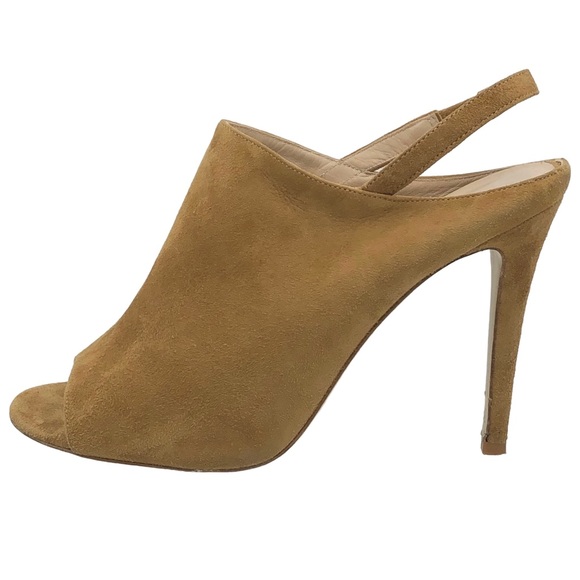 Diane Von Furstenburg Brown Suede Leather Sling Back Stiletto High Heels Size 7 - Picture 1 of 10